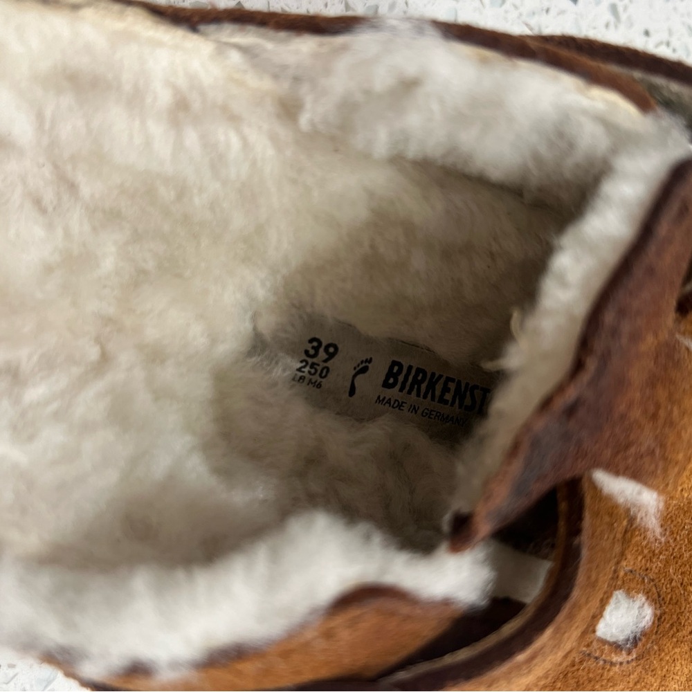 Birkenstock NEW Tan/Brown Suede Shearling Bosten Clogs sz 39 Sz 7.5 Women’s - Picture 9 of 16